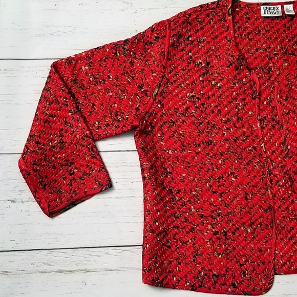 Chico's Multicoloured Woven Silk Open Jacket - Picture 2 of 6